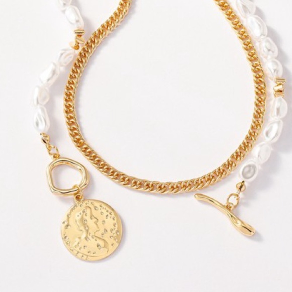 Pearl &  Coin Necklace Set (5026)